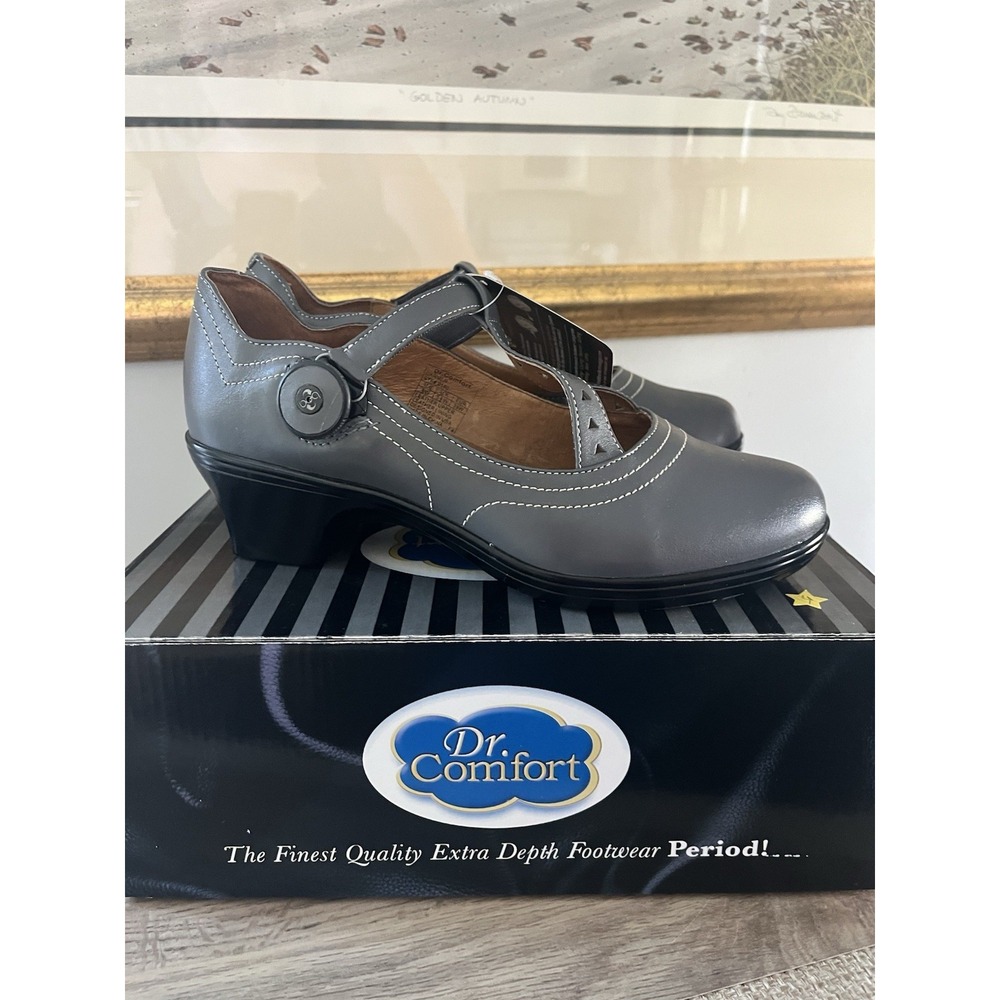 New DR. COMFORT Womens Size 8 W SHOES Diabetic Gray Leather Medical Orthotics